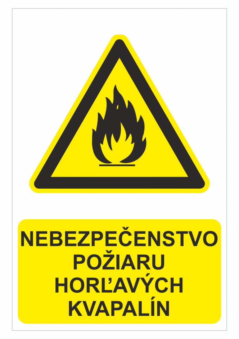 Bezpečnostné značky výstražné - Výstražná značka s textom: Nebezpečenstvo požiaru horľavých kvapalín