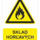 Bezpečnostné značky výstražné - Výstražná značka s textom: Sklad horľavých kvapalín