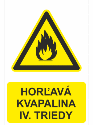 Bezpečnostné značky výstražné - Výstražná značka s textom: Horľavá kvapalina IV. triedy
