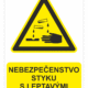 Bezpečnostné značky výstražné - Výstražná značka s textom: Nebezpečenstvo styku s leptavými látkami