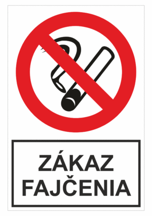 Bezpečnostné zakazové značky - tabuľky s textom: Zákaz fajčenia