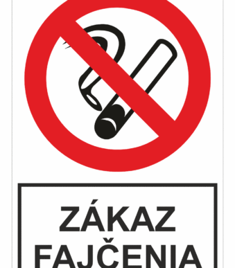 Bezpečnostné zakazové značky - tabuľky s textom: Zákaz fajčenia