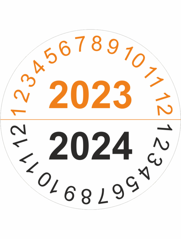 Kontrolné a kalibračné značení - Koliesko na 2 roky: 2023/2024 (Oranžovočierné)