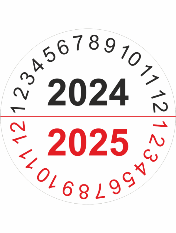Kontrolné a kalibračné značení - Koliesko na 2 roky: 2024/2025 (Čiernočervené)