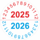 Kontrolné a kalibračné značení - Koliesko na 2 roky: 2025/2026 (Červenomodré)