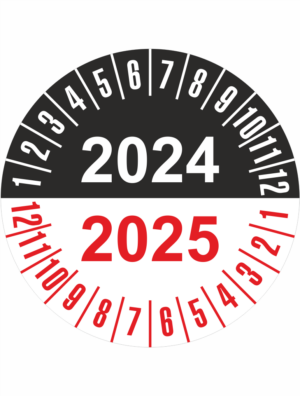 Kontrolné a kalibračné značení - Koliesko na 2 roky: Štítok 2024/2025 (Čiernočervený)