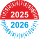 Kontrolné a kalibračné značení - Koliesko na 2 roky: Štítok 2025/2026 (Červenomodré)