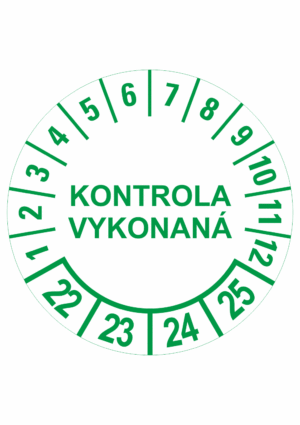 Kontrolné a kalibračné značení - Koliesko na 4 roky: Kontrola vykonaná 22/23/24/25 (Zelené)