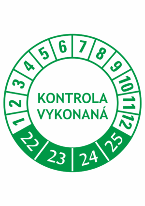 Kontrolné a kalibračné značení - Koliesko na 4 roky: Kontrola vykonaná 2022/23/24/25 (Zelené)