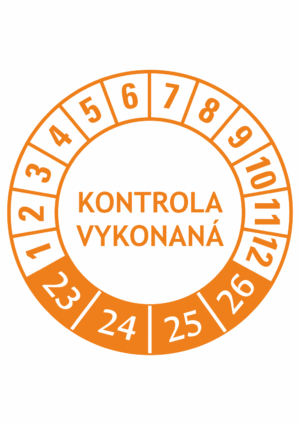 Kontrolné a kalibračné značení - Koliesko na 4 roky: Kontrola vykonaná 2023/24/25/26 (Oranžové)