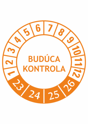Kontrolné a kalibračné značení - Koliesko na 4 roky: Budúca kontrola 23/24/25/26 (Oranžové)
