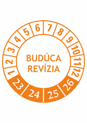 Kontrolné a kalibračné značení - Koliesko na 4 roky: Budúca revízia 23/24/25/26 (Oranžové)