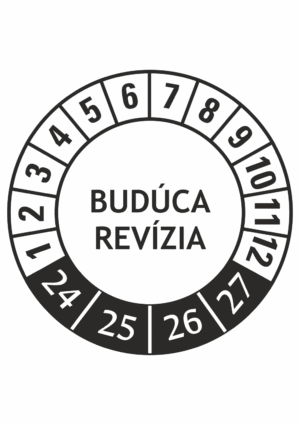 Kontrolné a kalibračné značení - Koliesko na 4 roky: Budúca revízia 24/25/26/27 (Čierné)