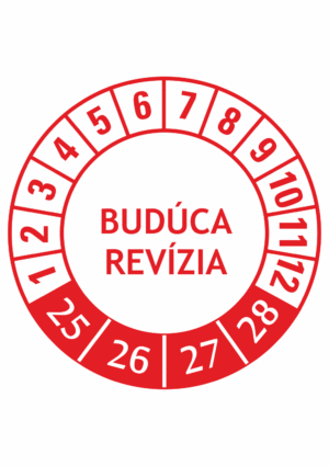 Kontrolné a kalibračné značení - Koliesko na 4 roky: Budúca revízia 25/26/27/28 (Červené)