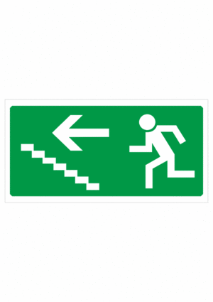 Bezpečnostné zachranné značky - Únikové značenie: Únikové schodisko vľavo hore