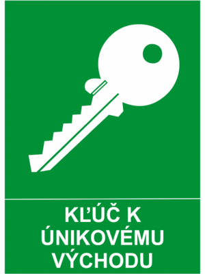 Bezpečnostné značky záchranné - text + symbol: Kľúč k únikovému východu