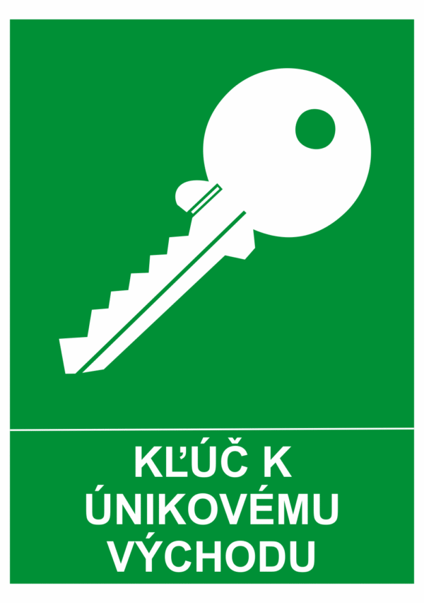 Bezpečnostné značky záchranné - text + symbol: Kľúč k únikovému východu