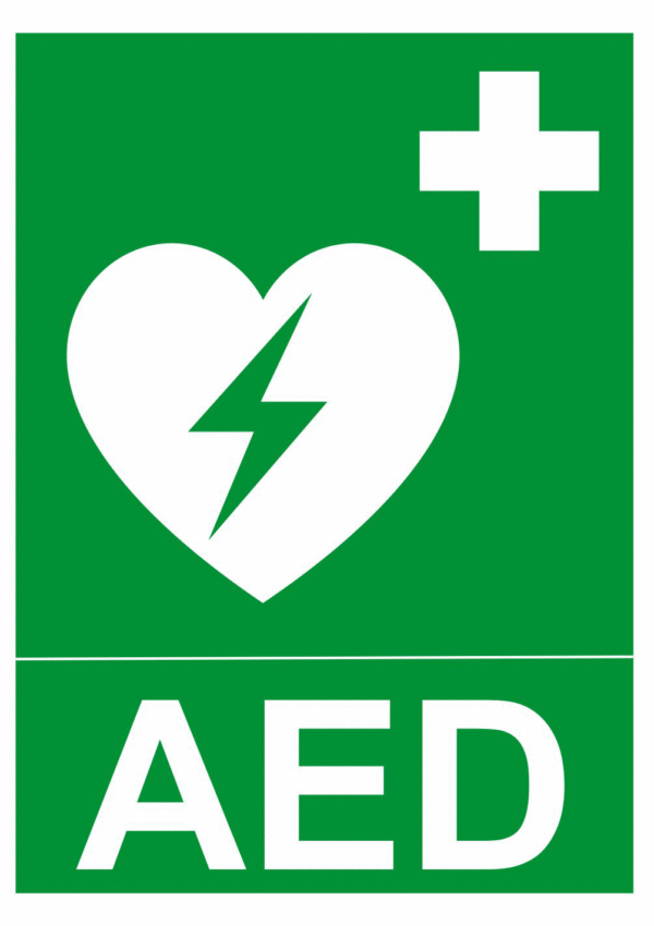 Bezpečnostné značky záchranné - text + symbol: AED