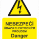 Viacjazyčné bezpečnostná tabulka - Text + symbol: Nebezpečenstvo úrazu el. proudem / Danger electric shock risk