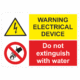 Viacjazyčné bezpečnostná tabulka - Text + symbol: Warning electrical equipment / Do not extuingish with water