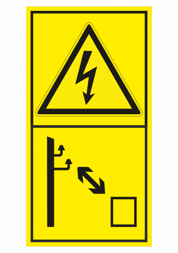 Pozor elektrické napätie - Dodržiavajte bezpečnú vzdialenosť od rozvodov el. energie