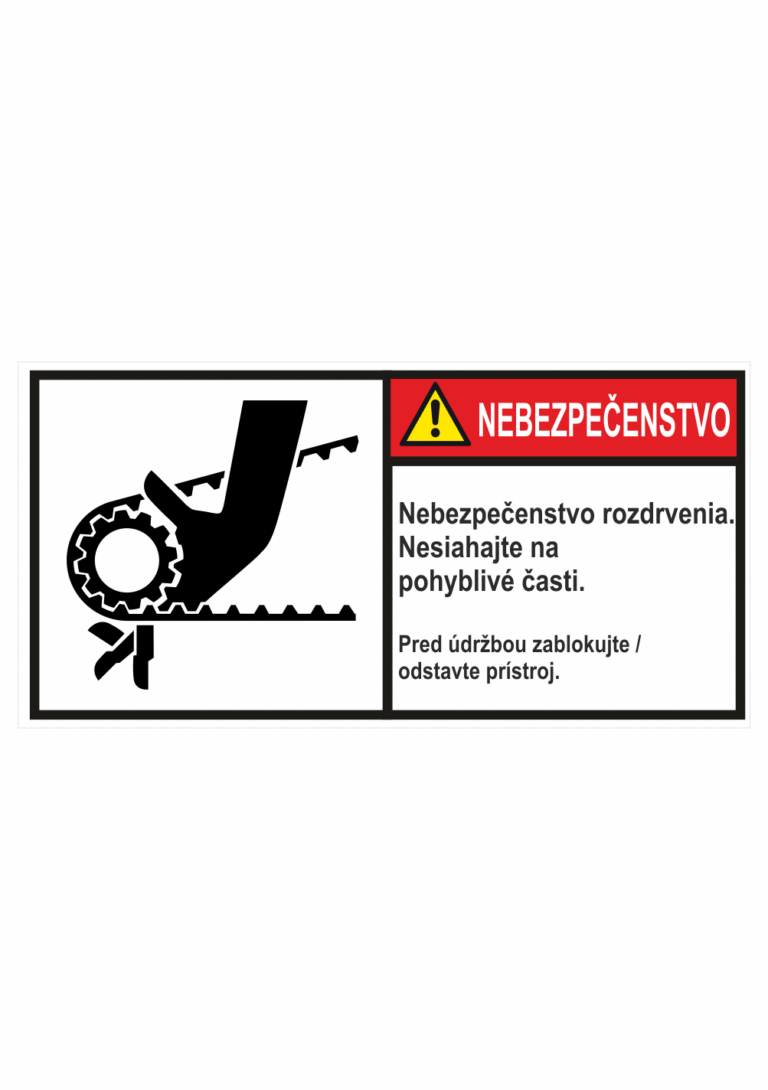 Značenie stojov - Značenie podľa ISO 3864: Nebezpečenstvo / Nebezpečenstvo rozdrvenia, pohyblivé části