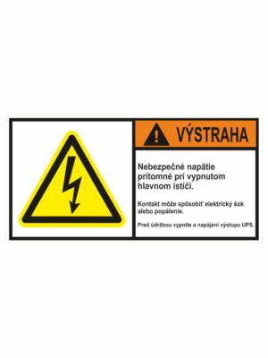 Značenie stojov - Značenie podľa ISO 3864: Výstraha / Nebezpečné napätie prítomné pri hlavnom ističi