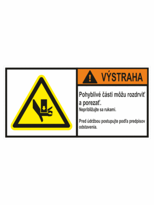 Značenie stojov - Značenie podľa ISO 3864: Výstraha / Části možu porezať a rozdrviť