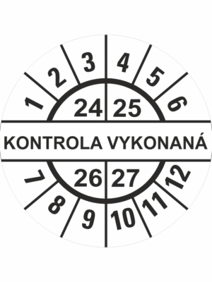 Kontrolné a kalibračné značení - Koliesko na 4 roky: Štítok Kontrola vykonaná 24/25/26/27 (Čierný)