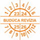 Kontrolné a kalibračné značení - Koliesko na 4 roky: Štítok Budúca revízia 23/24/25/26 (Oranžové)