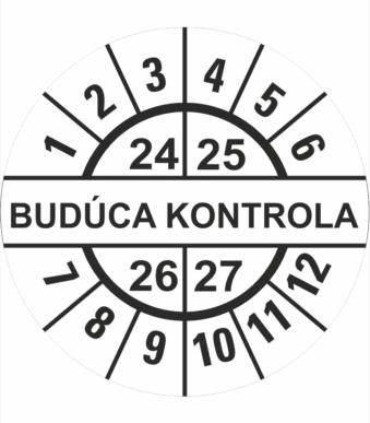 Kontrolné a kalibračné značení - Koliesko na 4 roky: Štítok Budúca kontrola 24/25/26/27 (Čierné)