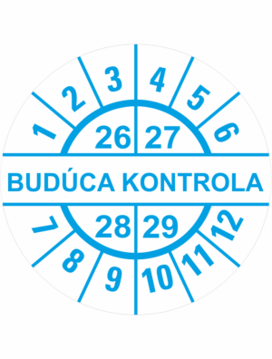 Kontrolné a kalibračné značení - Koliesko na 4 roky: Štítok Budúca kontrola 26/27/28/29 (Modré)
