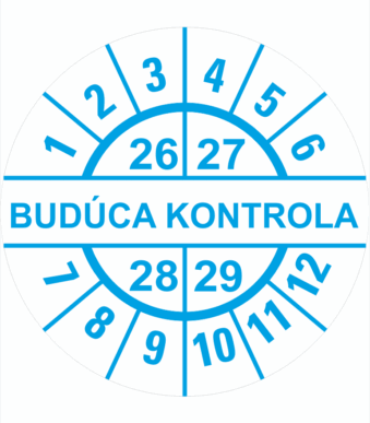Kontrolné a kalibračné značení - Koliesko na 4 roky: Štítok Budúca kontrola 26/27/28/29 (Modré)