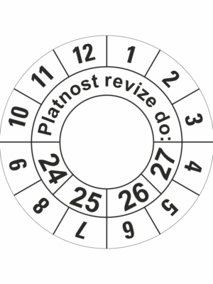 Kontrolné a kalibračné značení - Koliesko na 4 roky: Platnosť revízie do 24/25/26/27 (Čierné)