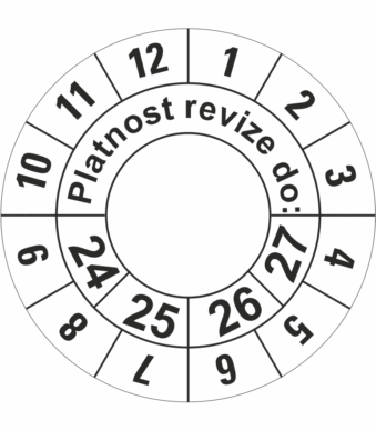 Kontrolné a kalibračné značení - Koliesko na 4 roky: Platnosť revízie do 24/25/26/27 (Čierné)