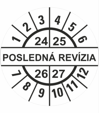 Kontrolné a kalibračné značení - Koliesko na 4 roky: Posledná revízia 24/25/26/27 (Čierné)