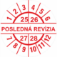 Kontrolné a kalibračné značení - Koliesko na 4 roky: Posledná revízia 25/26/27/28 (Červené)