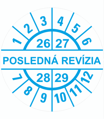 Kontrolné a kalibračné značení - Koliesko na 4 roky: Posledná revízia 26/27/28/29 (Modré)