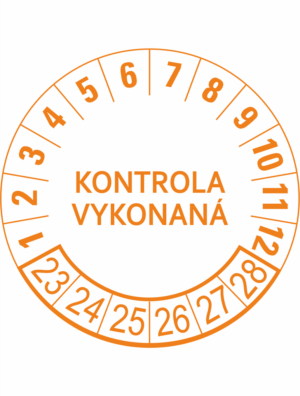 Kontrolné a kalibračné značení - Koliesko na 6 rokov: Kontrola vykonaná 23/24/25/26/27/28 (Oranžové)