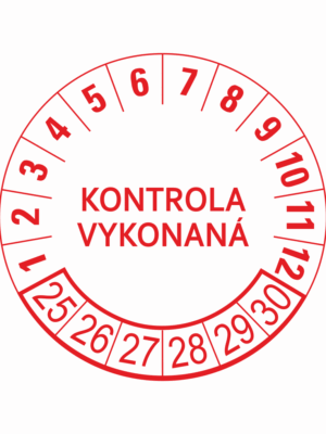 Kontrolné a kalibračné značení - Koliesko na 6 rokov: Kontrola vykonaná 25/26/27/28/29/30 (Červené)