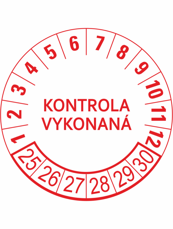 Kontrolné a kalibračné značení - Koliesko na 6 rokov: Kontrola vykonaná 25/26/27/28/29/30 (Červené)