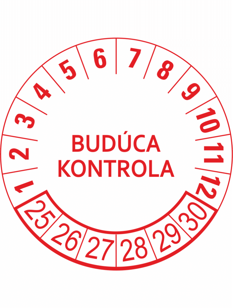Kontrolné a kalibračné značení - Koliesko na 6 rokov: Budúca kontrola 23/24/25/26/27/28 (Oranžové)