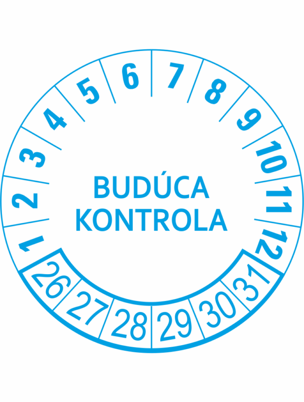 Kontrolné a kalibračné značení - Koliesko na 6 rokov: Budúca kontrola 26/27/28/29/30/31 (Modré)