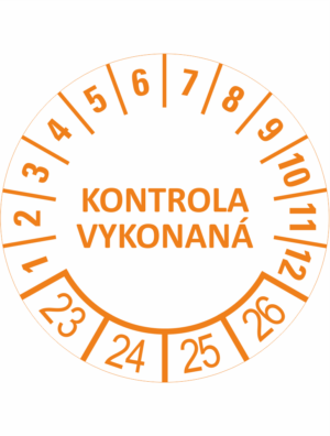 Kontrolné a kalibračné značení - Koliesko na 4 roky: Kontrola vykonaná 23/24/25/26 (Oranžové)