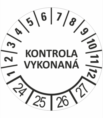 Kontrolné a kalibračné značení - Koliesko na 4 roky: Kontrola vykonaná 24/25/26/27 (Čierné)