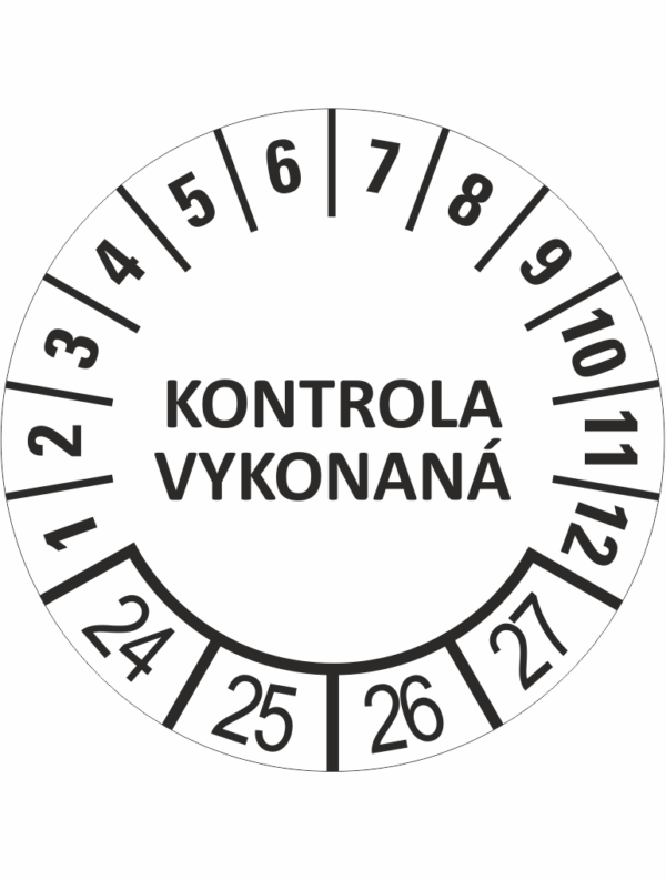 Kontrolné a kalibračné značení - Koliesko na 4 roky: Kontrola vykonaná 24/25/26/27 (Čierné)