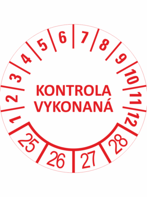 Kontrolné a kalibračné značení - Koliesko na 4 roky: Kontrola vykonaná 25/26/27/28 (Červené)