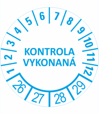 Kontrolné a kalibračné značení - Koliesko na 4 roky: Kontrola vykonaná 26/27/28/29 (Modré)