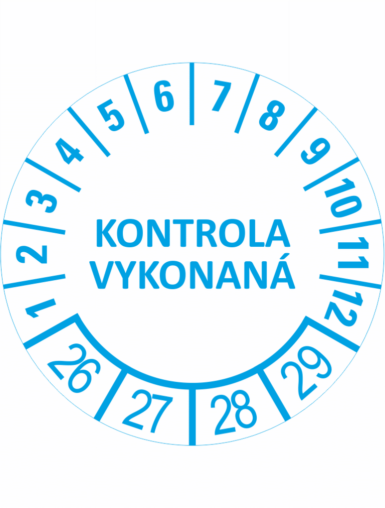 Kontrolné a kalibračné značení - Koliesko na 4 roky: Kontrola vykonaná 26/27/28/29 (Modré)