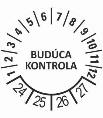 Kontrolné a kalibračné značení - Koliesko na 4 roky: Budúca kontrola 2024/25/26/27 (Čierné)